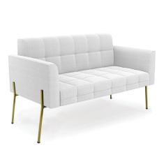 Imagem de Sofá Namoradeira 2 Lugares Pé Ferro Dourado Elisa Bouclê Off White D03 - D'rossi