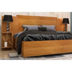 Imagem de Painel Cama Box Madeirado Casal/Quenn Arizona c/ 2 Mesas e Prateleiras Cinamomo - Tcil Móveis