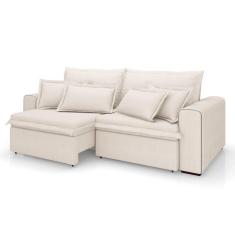 Imagem de Sofá 3 Lugares Retrátil e Reclinável Cannes Linho Bouclé Cru 220 cm