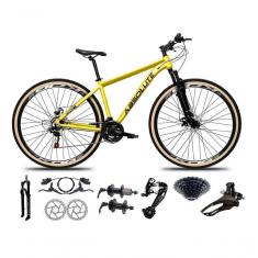 Imagem de Bicicleta Aro 29 Absolute Nero 5 Freio Hidráulico K7 27v Garfo Com Trava Pneu Com Faixa - Amarelo Tam.19