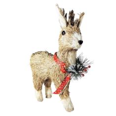 Imagem de Rena Em Pé De Palha Com Brilho 32X23X9Cm Enfeite De Natal