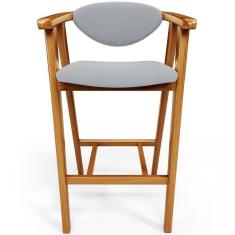 Imagem de Banqueta Alta Para Cozinha Bancada Bar Sala De Jantar Fixa Cecília L02 Suede Cinza