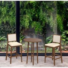 Imagem de Kit 2 Banquetas Sila Carmo Móveis Imbuia/Off