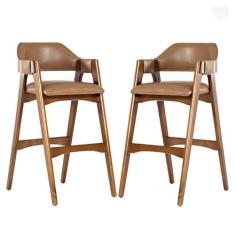 Imagem de Kit 2 Banquetas para Cozinha Americana Lua Madeira Imbuia Impermeável 