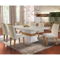 Imagem de Conjunto Sala de Jantar Mesa e 6 Cadeiras Dari Siena Móveis Veludo Cre