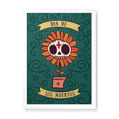 Imagem de Arte Maníacos Quadro Decorativo em Madeira Dia de Los Muertos Flor - 23x16,25cm (Moldura caixa em laca )