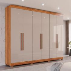Imagem de Guarda-roupa Casal 6 Portas 6 Gavetas Órion Premium Cinamomo/off-white