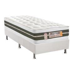 Imagem de Cama Box Solteiro: Colchão Molas Bonnel Castor Silver Star Air Df + Base Crc Courano White(88X188)