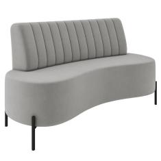 Imagem de Sofá 2 Lugares 135cm Pés Aço Preto Tamar K04 Veludo Cinza - Mpozenato