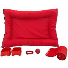 Imagem de Kit Cachorro Gato Cama Caminha Futon Manta Mantinha Brinquedo Médio -