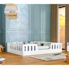 Imagem de Cama Casal Com Colchão Design Montessoriana Helo - Branco - Cor: Branco