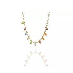 Imagem de Pulseira Infantil De Pedrinhas Coloridas Folheado A Ouro 18K - Floratt
