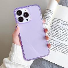 Imagem de Capa de telefone transparente Candy Color para iPhone 14 13 12 11 Pro Max XR XS X 8 7 Plus SE 3 Mini capa traseira à prova de choque de silicone macio, roxo, para iPhone13 Mini