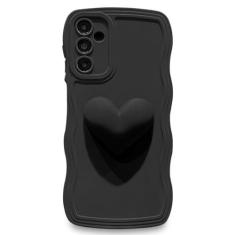 Imagem de LYQZDT Capa para celular Samsung Galaxy A14 5G para mulheres e meninas, fofa Kawaii 3D amor coração estética encaracolado ondulado antiderrapante capa de câmera à prova de choque de silicone macio A14