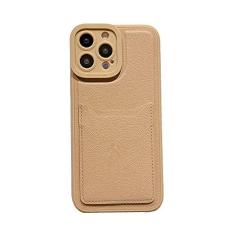 Imagem de Carteira de silicone quadrada de couro de luxo, capa para telefone para iPhone 13 12 11 14 Pro Max XS XR X 8 7 Plus SE Capa à prova de choque, cáqui, para iPhone XS