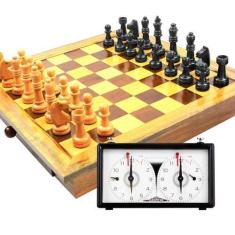 Imagem de Jogo de Xadrez Oficial Completo Tabuleiro Peças Relógio - Klopf