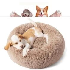 Imagem de CAMA PET DONUT NUVEM PELUCIA G REDONDA CAMINHA PELUCIADA NINHO CASINHA CASA COLCHONETE Cachorros E Gatos NUVEM FUNDO ANTIDERRAPANTE IMPERMEAVEL 60CM (MARROM)