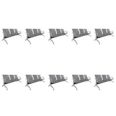 Imagem de Kit 10 Cadeiras para Escritório Longarina 3 Lugares Dubai Cinza