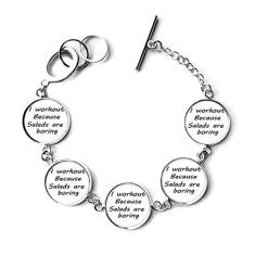 Imagem de DIYthinker Pulseira preta inglesa perder peso com citação de caligrafia corrente pingente joia