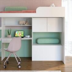 Imagem de Quarto Juvenil com Cama Alta 80 Lion e Cama 80 Tókio - Art in Móveis