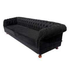 Imagem de Dois Sofás Chesterfield Duque 3 Lugares 2M - Suede Preto / Sala De Est