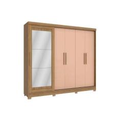 Imagem de Guarda Roupa 5 Portas (1 c/ Espelho) e 4 Gavetas c/ Pés CB01N564 Nogue