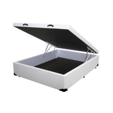 Imagem de Base Box Com Baú Casal De Madeira Resistente Branco - Fácilpedido