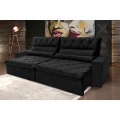 Imagem de Sofá Retrátil/Reclinável França 2,30M Suede Velut Preto C/ Molas No As