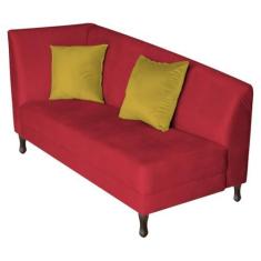 Imagem de Recamier Heitor 160cm com Almofada Lado Direito Suede Vermelho/Amarelo