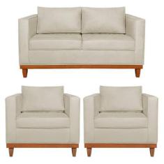Imagem de Kit Sofa 3 Lugares e 2 Poltronas Europa 180 cm Bouclé - Amarena Móveis