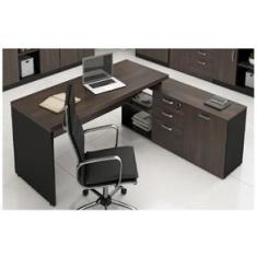 Imagem de Mesa para Escritório em L Web40 1,70 X 1,60 40mm com Armário 1 Porta, 3 Gavetas, 2 Nichos - MARSALA / 
