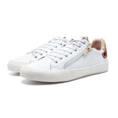 Imagem de Tênis Feminino Casual Couro Recortes Fechamento Cadarço-Feminino