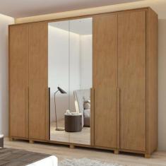 Imagem de Guarda-roupa 6 Portas 6 Gavetas 100% Mdf Imperatore com espelho e com Pés Amêndoa Clean