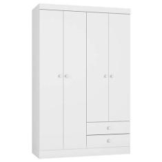 Imagem de Guarda Roupa Infantil 103cm 4 Portas Louise Branco Ajl - Ajl Móveis
