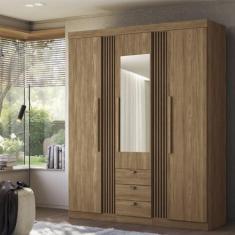 Imagem de Guarda-roupa Aurora 03 Portas com Espelho Jatoba
