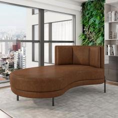 Imagem de Sofá Chaise Lado Esquerdo Downey Sala de Estar PU Marrom G15 - Gran Belo