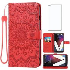 Imagem de Asuwish Capa de telefone para LG V20 Capa carteira com protetor de tela de vidro temperado e capa flip fina de couro girassol suporte para cartão de identificação de crédito acessórios para celular