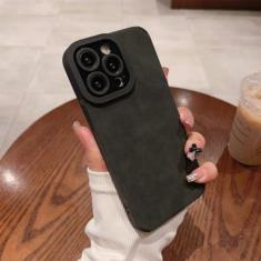 Imagem de Capa de couro macio fosco para iPhone 15 14 13 12 11 Pro Max Plus Capas protetoras de câmera Capa à prova de choque Acessórios de telefone, preto, para iPhone 11 ProMax