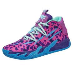 Imagem de didopery Tênis masculino de basquete com cadarço e cano alto, estilo chinês, respirável, antiderrapante, para atividades ao ar livre, amortecimento para treinamento físico, atlético, Roxa, 39