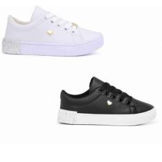 Imagem de Kit Dois Pares De Tênis Infantil Lindo E Confortável Feminino Versátil