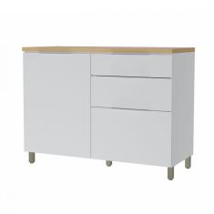 Imagem de Balcão de Cozinha para Pia Marquesa 1 Porta 3 Gavetas 100% Mdf Branco/Natural - Nesher