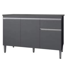 Imagem de Balcão de Cozinha Tatiane 120 cm Cinza Com Tampo MDP AJL Móveis