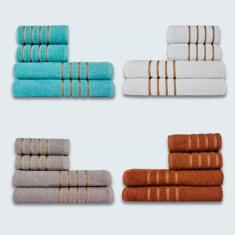 Imagem de Jogo De Toalhas 16 P? Cole??o Montreal 100% Algod?o Vd+br+cz+mr