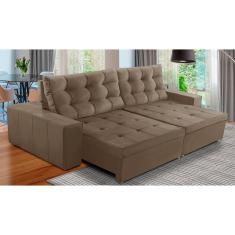 Imagem de Sofá Retrátil e Reclinável 3 Lugares com Molas 2,50m Duda Suede Cappuccino Adonai Estofados