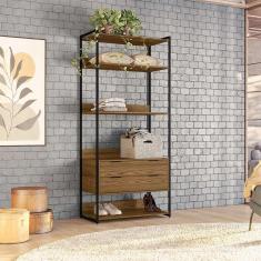 Imagem de Guarda-Roupa Closet Industrial Mital 2 Gv Conhaque E Preto 89 Cm