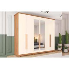 Imagem de Guarda Roupa 6 Portas (2 c/ Espelho) e 6 Gavetas c/ Pés Leblon Nature/