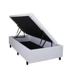 Imagem de Cama Box Baú Solteiro Reforçada e Resistente Branco 88x188x34 cm  - Ca