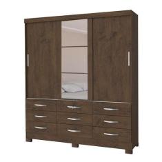 Imagem de Guarda Roupa Casal 3 Portas 9 Gavetas Naturale Com Espelho - San Marin