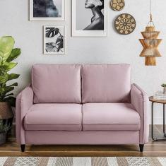 Imagem de Sofá Orquídea 2 Lugares em Veludo Cabecasa Madeiramadeira Rosa