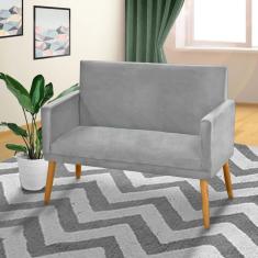 Imagem de Poltrona Namoradeira Nina Pés Madeira Palito Suede  Claro